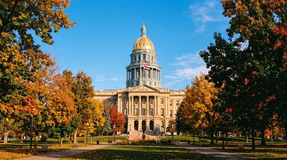Colorado State Capitol gold dome in Denver