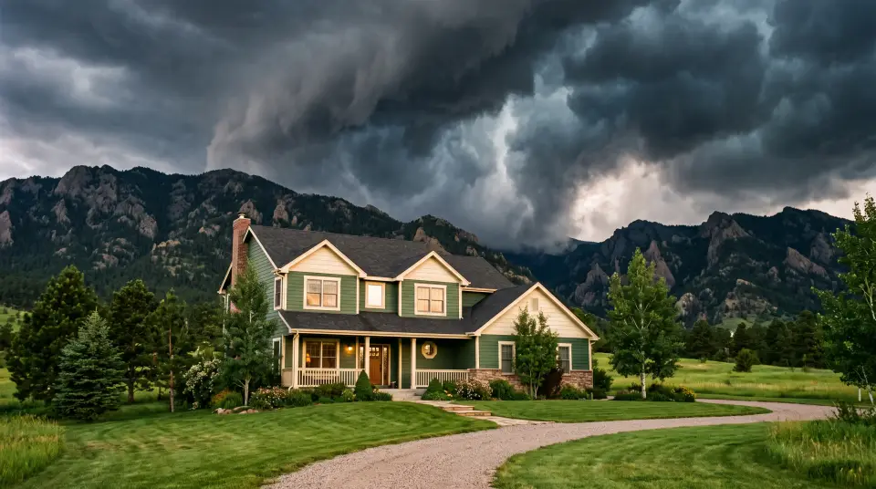 Colorado home under a dramatic storm sky